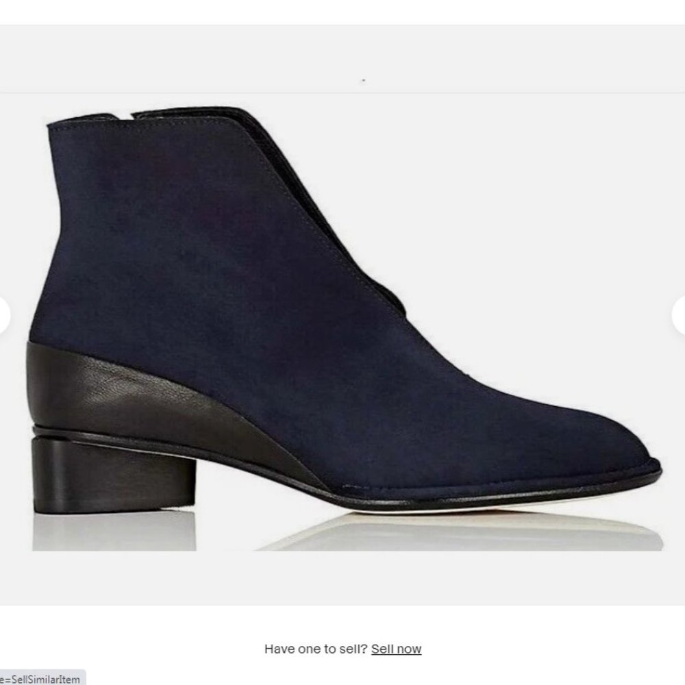 Zero + Maria Cornejo Ankle Boots Booties Navy Blue Suede Size 38 IT US 8